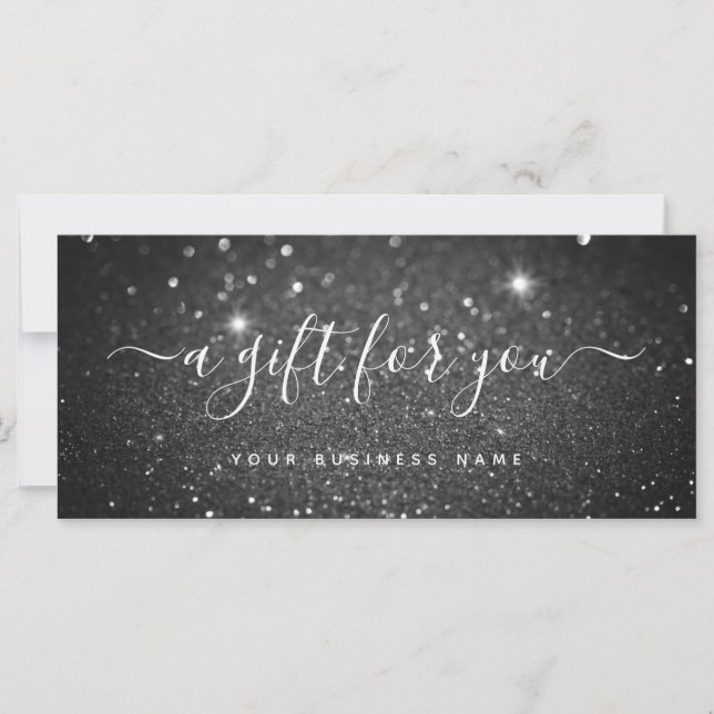 Minimaler Geschenkgutschein für Black Glitzer (Vorderseite)