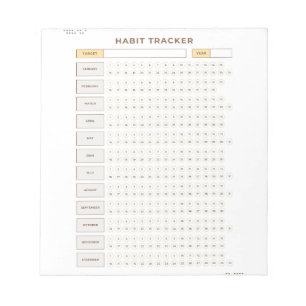 Minimaler Gewohnheits-Tracker Beige Gitter-Design Notizblock