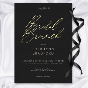 Minimaler Gold Black & White Bridal Brunch Folieneinladung