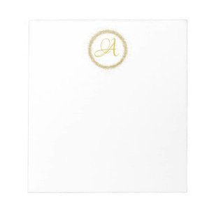 *~* Minimaler Gold-Glitter-Monogramm-Anfangsbuchst Notizblock
