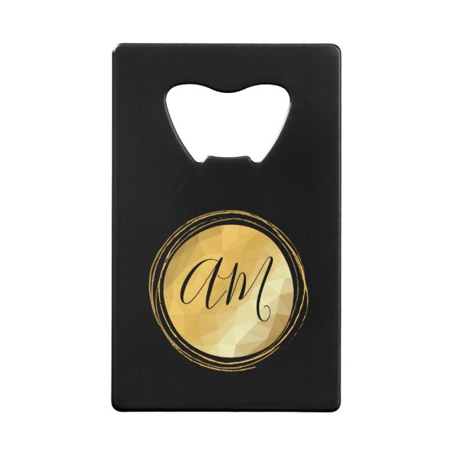 Minimaler goldener Effekt Rundrahmen Monogramm Geldbeutel Flaschenöffner (Vorderseite)