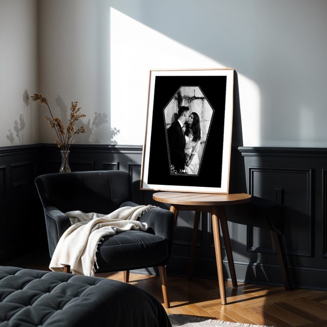 Minimaler gotischer schwarzer Coffin-Foto-Rahmen Poster (Minimal Gothic Black Coffin Custom Photo Frame Poster)