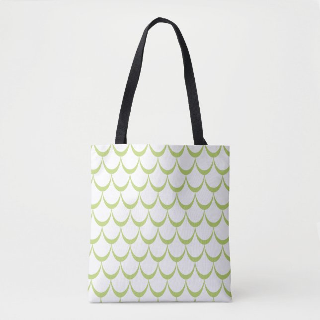 Minimaler Green Scallop Muster Tote Beutel (Vorderseite)