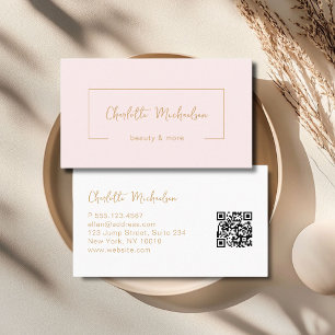 Minimaler Handschrift-Pink-QR-Code Visitenkarte