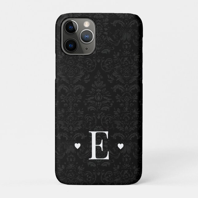Minimaler Herzklopfchic Initial Monogram Black Dam Case-Mate iPhone Hülle (Rückseite)