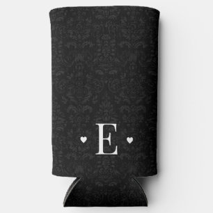 Minimaler Herzklopfchic Initial Monogram Black Dam Selters Dosenkühler