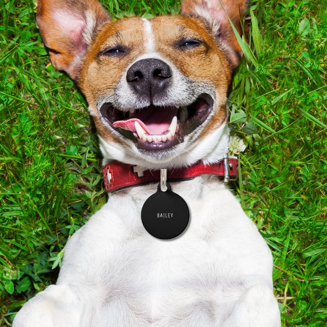 Minimaler Hund mit Schwarz-Weiß-Zubehör Haustiermarke (Custom Black and White Accessories Minimal Dog Pet ID Tag
)