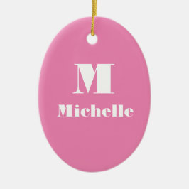 Minimaler Individuelle Name Erstfarbrosa Keramik Ornament