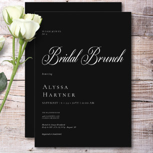 Minimaler klassischer Black & White Bridal Brunch Einladung