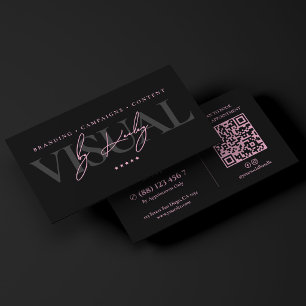 Minimaler kreativer Pink-Schwarz-Branding-Stratege Visitenkarte