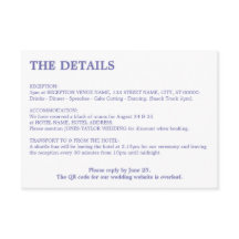 Minimaler Lavendel QR Code Hochzeitdetails