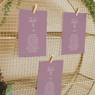 Minimaler Leaf Mauve Hanging Seating Chart Card Ca