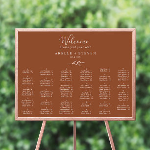 Minimaler Leaf Terracotta Alphabetische Sitzplan Poster
