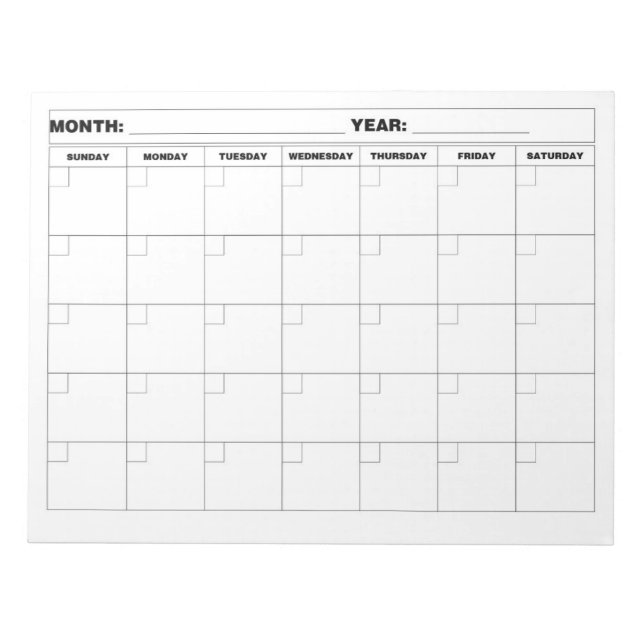 Minimaler Leerlaufkalender Notizblock (Vorderseite)