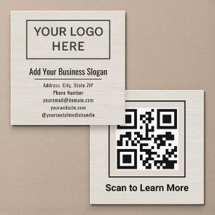 Minimaler Leinen-Quadrat-QR-Code-Social-Media Quadratische Visitenkarte