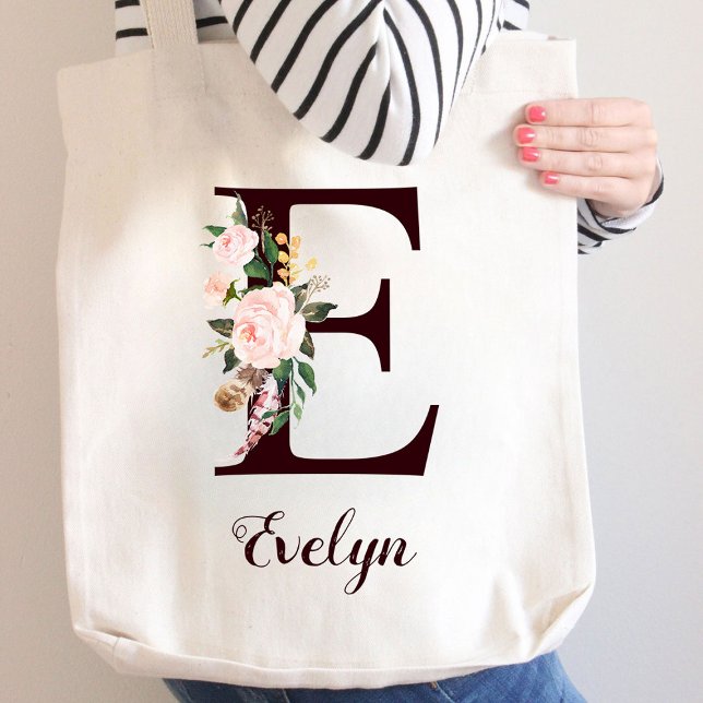Minimaler Letter E Blush Personalisiertes Geschenk Tragetasche (Von Creator hochgeladen)