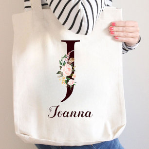 Minimaler Letter J Blush Personalisiertes Geschenk Tragetasche