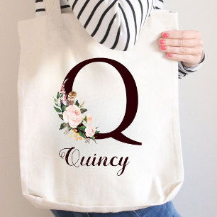 Minimaler Letter Q Blush Personalisiertes Geschenk Tragetasche