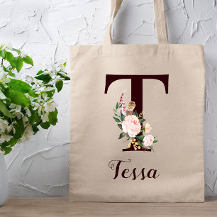 Minimaler Letter T Blush Personalisiertes Geschenk Tragetasche