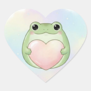 Minimaler Liebesfrosch-Aufkleber Süßer Frosch mit Herz-Aufkleber