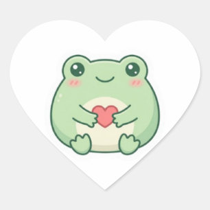 Minimaler Liebesfrosch-Aufkleber Süßer Frosch mit Herz-Aufkleber