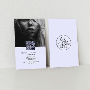 Minimaler Lila Violet-Foto QR-Code Visitenkarte