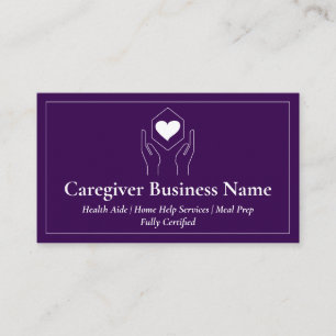 Minimaler lila White Hand Heart Betreuer Visitenkarte