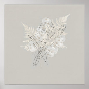 Minimaler Lunaria-Farn-Geometrie-Linienkunstposter Poster
