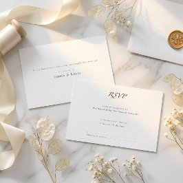 Minimaler Luxus | Elegantes modernes Schwarz und W RSVP Karte