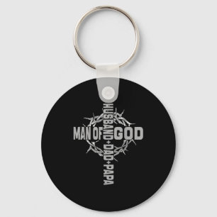 Minimaler Mann Gott Religiöser Christliches Kreuz Schlüsselanhänger