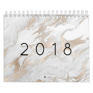 Minimaler Marmor Weißgraue Silberne Rose Goldstein Kalender