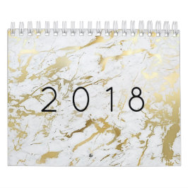 Minimaler Marmor White Carrara Silver Gold Stone Kalender