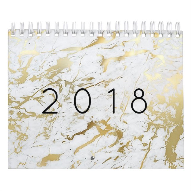 Minimaler Marmor White Carrara Silver Gold Stone Kalender (Titelbild)