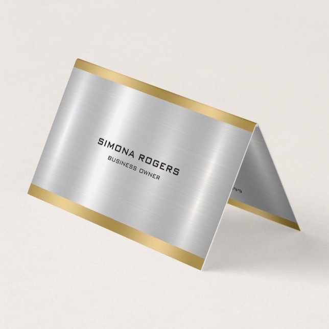 Minimaler metallischer Silbergoldakzent Visitenkarten (Vorderseite)