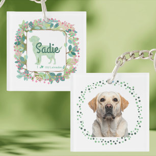 Minimaler Mint Labrador   Benutzerdefinierter Name Schlüsselanhänger