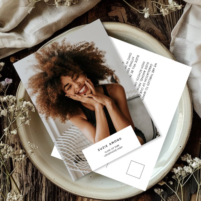 Minimaler moderner Abschluss für einfaches Foto Ankündigungspostkarte (Von Creator hochgeladen)