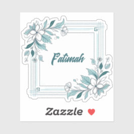 Minimaler moderner Blumenwein und grüner Name Aufkleber