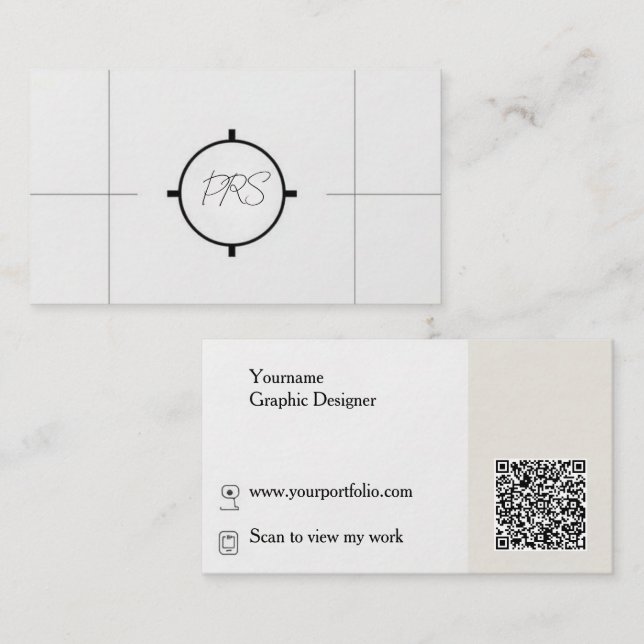 Minimaler moderner Grafikdesigner QR-Code Visitenkarte (Vorne/Hinten)