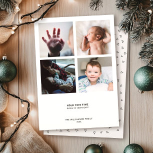 Minimaler moderner Gruß   4-Foto-Collage Instagram Feiertagskarte