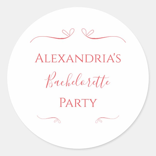 Minimaler moderner Junggeselinnen-Abschied Runder Aufkleber (Vorderseite)