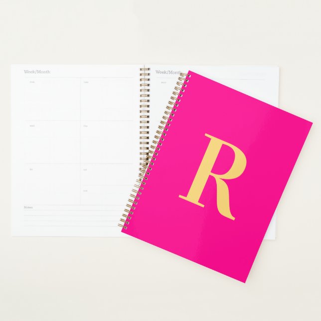 Minimaler moderner Monogramm-Hot-Pink Planer (Anzeige)