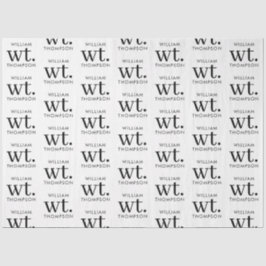 Minimaler moderner Schwarz-Weiß-Mit Monogramm Name Seidenpapier