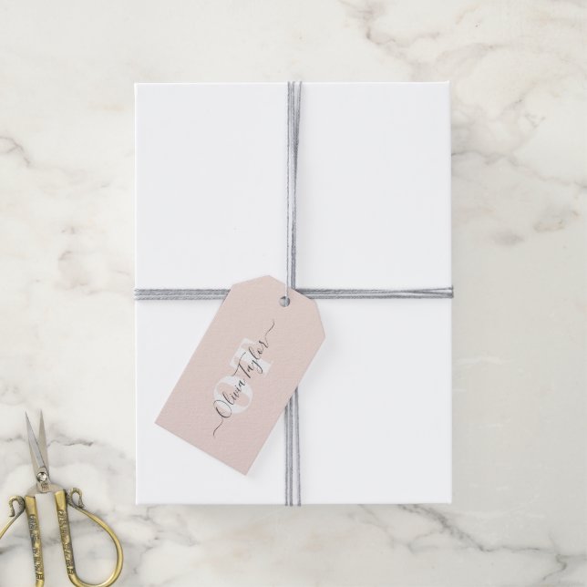 Minimaler Monogram Moderner Skriptpinsel Personali Geschenkanhänger (Mit Garn)