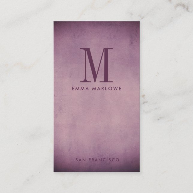 Minimaler Monogramm gestörter Lilac Visitenkarte (Vorderseite)