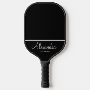 Minimaler Monogramm Name weiß und schwarz Pickleball Schläger