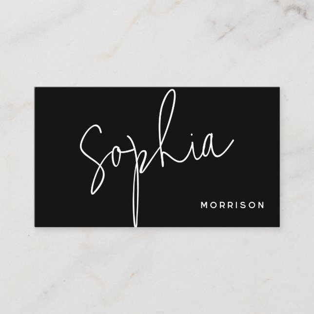 Minimaler Monogramm-natürlicher Look schwarz Visitenkarte (Vorderseite)