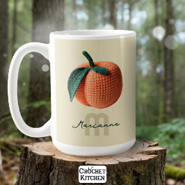 Minimaler Monogrammname Moderner Crochet Peach Kaffeetasse