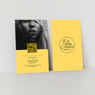 Minimaler Mustard Yellow Foto QR-Code-Logo Visitenkarte