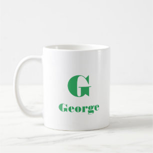 Minimaler Name Anfangsbuchstabe Solid Color grün Kaffeetasse