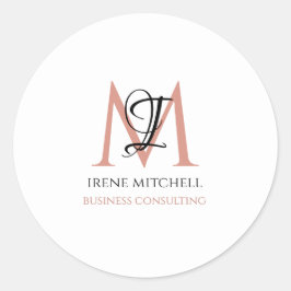 Minimaler Name der Schwarz-weißen Rose Gold Monogr Runder Aufkleber